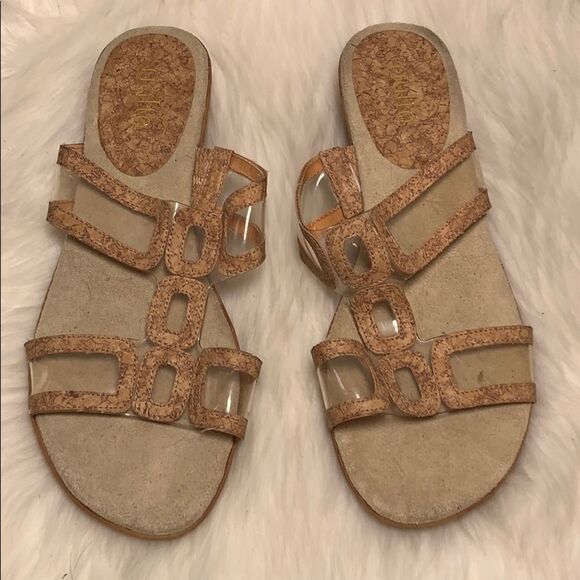 Rialto Tan Leather Slides Size 9.5 - Picture 1 of 5